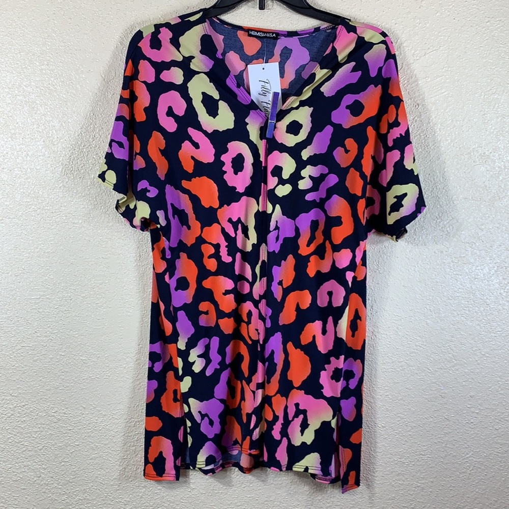 Swim Wear Cardigan Top M Bathing Suit Coverup Top Purple Black NWT Polyester - Picture 8 of 11